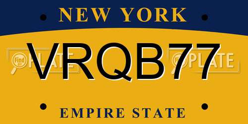 VRQB77 New York License Plate