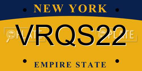 VRQS22 New York License Plate