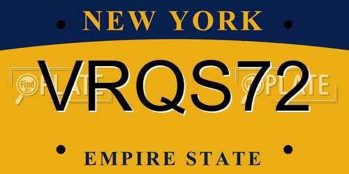 VRQS72 New York License Plate