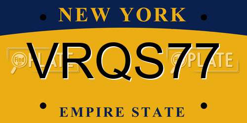 VRQS77 New York License Plate