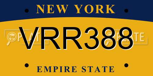 VRR388 New York License Plate
