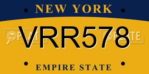VRR578 New York License Plate