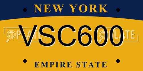 VSC600 New York License Plate