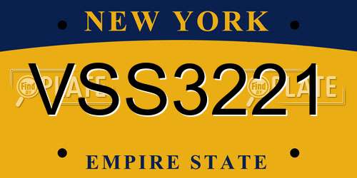 VSS3221 New York License Plate