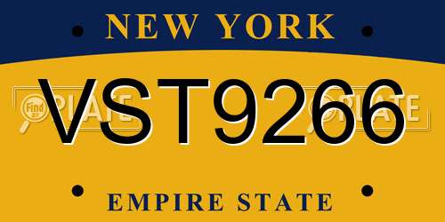 VST9266 New York License Plate