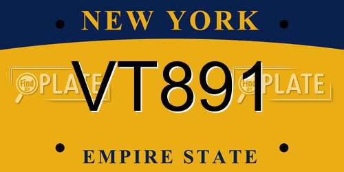 VT891 New York License Plate
