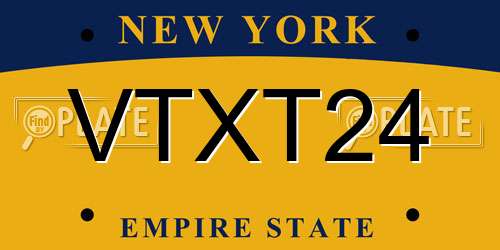 VTXT24 New York License Plate