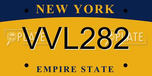 VVL282 New York License Plate