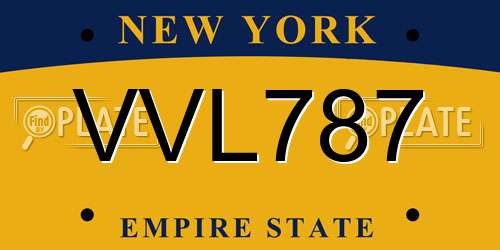 VVL787 New York License Plate