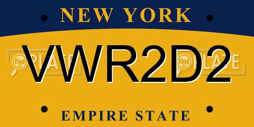 VWR2D2 New York License Plate