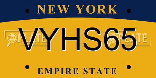 VYHS65 New York License Plate