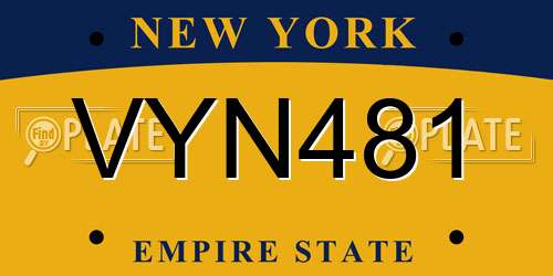 VYN481 New York License Plate