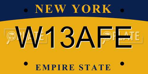 W13AFE New York License Plate
