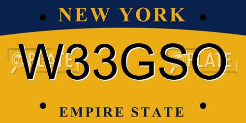 W33GSO New York License Plate