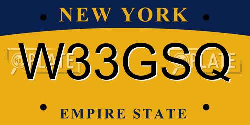 W33GSQ New York License Plate