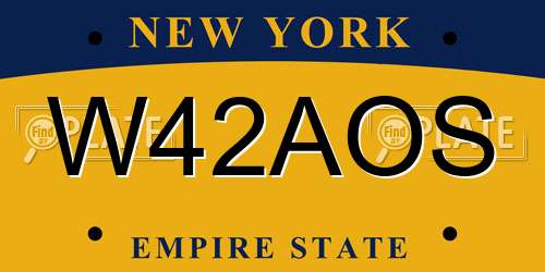 W42AOS New York License Plate