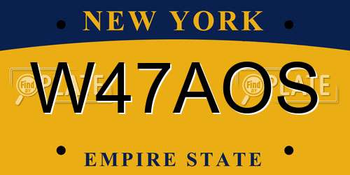 W47AOS New York License Plate