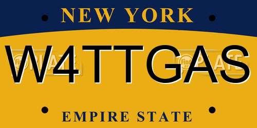 W4TTGAS New York License Plate