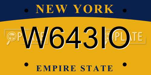 W643IO New York License Plate