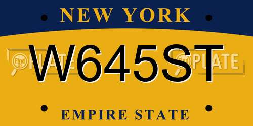 W645ST New York License Plate