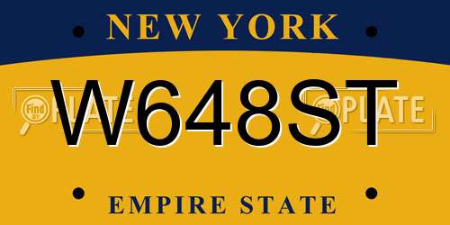 W648ST New York License Plate