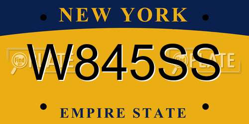 W845SS New York License Plate
