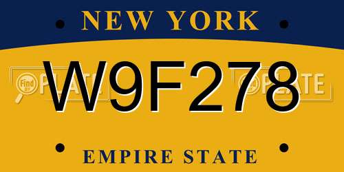 W9F278 New York License Plate