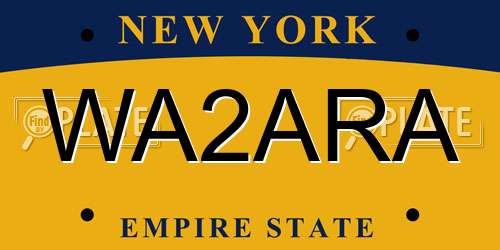 WA2ARA New York License Plate