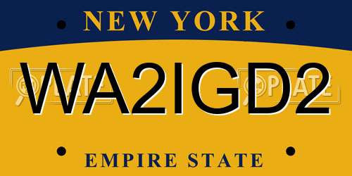 WA2IGD2 New York License Plate