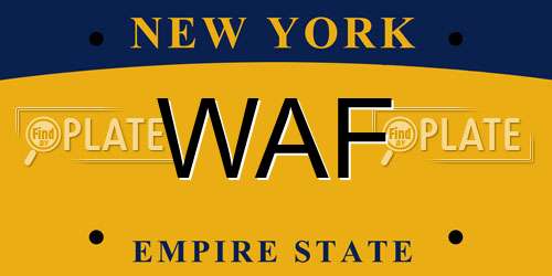 WAF New York License Plate