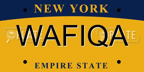 WAFIQA New York License Plate