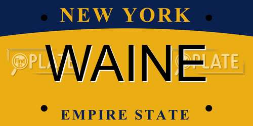 WAINE New York License Plate