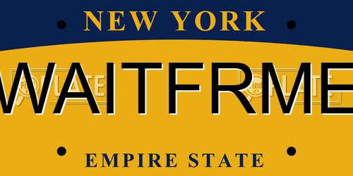 WAITFRME New York License Plate