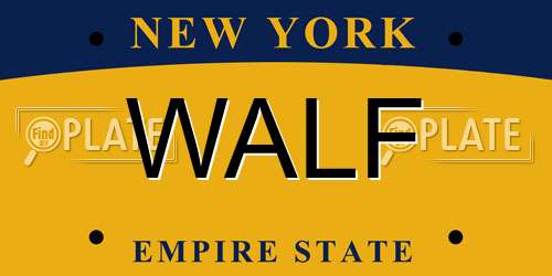 WALF New York License Plate