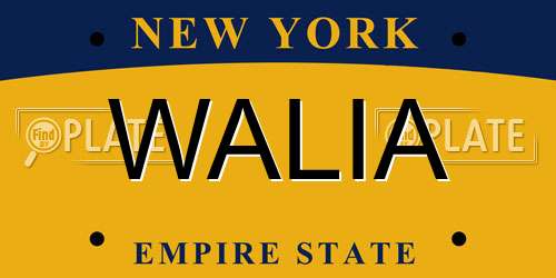 WALIA New York License Plate
