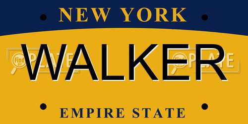 WALKER New York License Plate