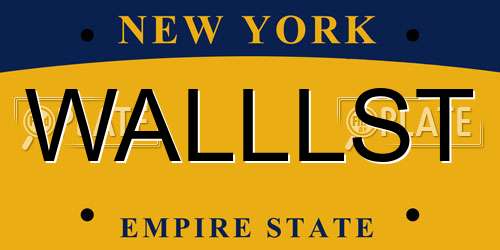 WALLLST New York License Plate
