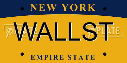 WALLST New York License Plate