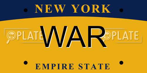WAR New York License Plate