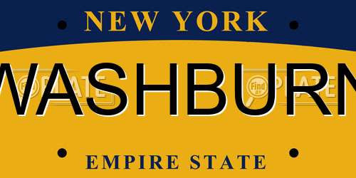 WASHBURN New York License Plate