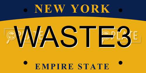 WASTE3 New York License Plate