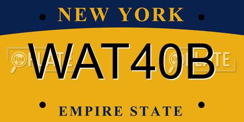 WAT40B New York License Plate