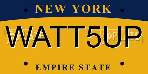 WATT5UP New York License Plate