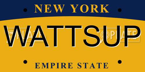 WATTSUP New York License Plate