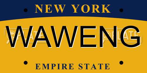 WAWENG New York License Plate