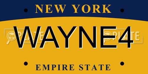 WAYNE4 New York License Plate
