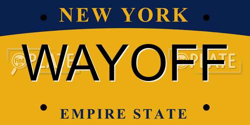 WAYOFF New York License Plate