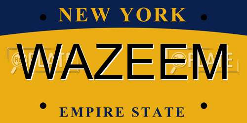 WAZEEM New York License Plate