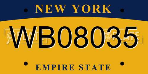 WB08035 New York License Plate
