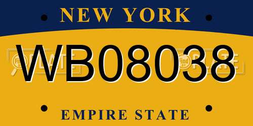 WB08038 New York License Plate